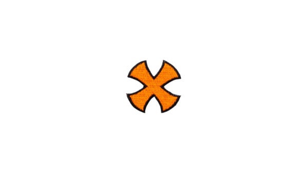 NOVESKE RIFLEWORKS 1.25" NEON TANGERINE BLACK OUTLINE CROSS PATCH